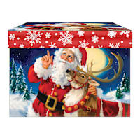 Medium Cube Box Red Sparkle Santa