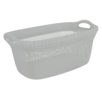 Grey Knit Plastic Laundry Basket, 37L