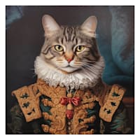 12X12 Brown Victorian Cat Canvas Wall Art