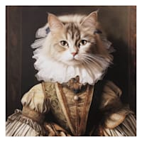 12X12 Grey Victorian Cat Canvas Wall Art