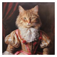 12X12 Orange Victorian Cat Canvas Wall Art