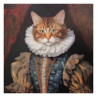 12X12 Orange Victorian Cat Canvas Wall Art