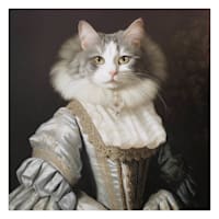 12X12 Grey Victorian Cat Canvas Wall Art