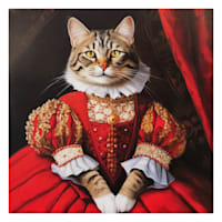 12X12 Brown Victorian Cat Canvas Wall Art