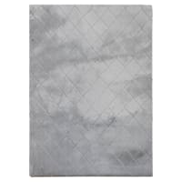 (C209) Grey Faux Rabbit Fur Area Rug, 5x7