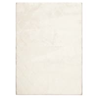 (C210) Ivory Faux Rabbit Fur Area Rug, 5x7