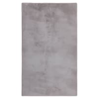 Silver Faux Rabbit Fur Accent Rug, 27x45