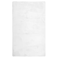 White Faux Rabbit Fur Accent Rug, 27x45