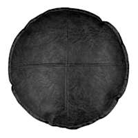 Crosby St. Black Faux Leather Round Throw Pillow, 16"
