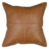 Crosby St. Brown Faux Leather Throw Pillow, 18"