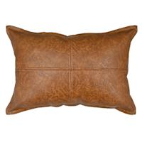 Crosby St. Brown Faux Leather Oblong Throw Pillow, 14x20