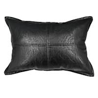 Crosby St. Black Faux Leather Oblong Trow Pillow, 14x20