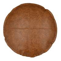 Crosby St. Brown Faux Leather Round Throw Pillow, 16"