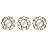 3-Piece Round Ornate Mirror Set, 10"
