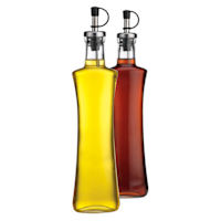 Set of 2 Oval Glass Oil & Vinegar Bottles, 12oz
