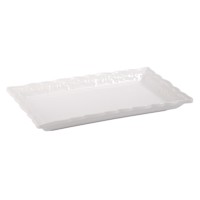 White Rectangle Serving Tray with Ruffled Edge, 13"
