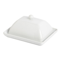 White Tapered Butter Dish, 7"
