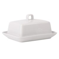 White Wide Covered Butter Dish, 6.5"