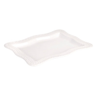 White Serving Platter with Wavy Lace Edge, 14"