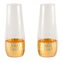 Found and Fable Set of 2 Glass Tumbler with Gold Bottom 8.1oz