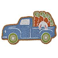 Homespun Easter Blue Easter Truck with Carrots Coir Mat, 18x30