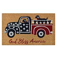 God Bless America Truck & Dogs Coir Mat, 18x30