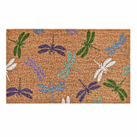 Multi-Colored Dragonfly Coir Mat, 18x30
