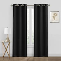 2-Pack Denver Black Blackout Grommet Curtian Panel Set, 95"