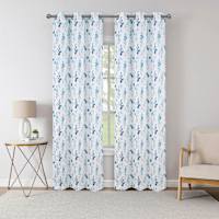 2-Pack Miller Blue Floral Blackout Grommet Curtain Panel Set, 84"