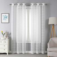 2-Pack Princeton White Textured Sheer Grommet Curtain Panel Set, 84"