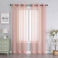 2-Pack Priscilla Blush Textured Sheer Grommet Curtain Panel Set, 84"