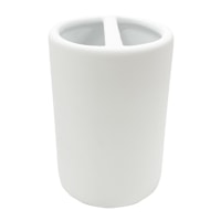 Soho White Soft Touch Ceramic Toothbrush Holder, 4.8"