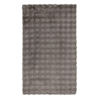 (B890) Crosby St. Grey Two-Tone Bebel Faux Fur Shag Accent Rug, 3x5
