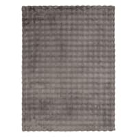 (B890) Crosby St. Grey Two-Tone Bebel Faux Fur Shag Area Rug, 5x7