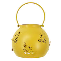 Honeybloom Yellow Bee Metal Outdoor Solar Lantern, 6"