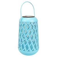 Blue Geometric Cutout Outdoor Lantern, 7"