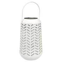 White Geometric Cutout Outdoor Lantern, 7"