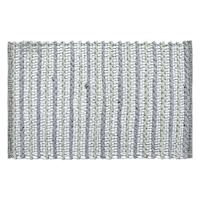 Grey Striped Cotton & Chenille Accent Rug, 20x32