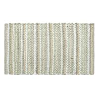 Beige Striped Cotton & Chenille Accent Rug, 20x32