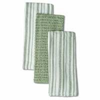 Set of 3 Green Lakewood Reverse Terry Cotton Kitchen Towels