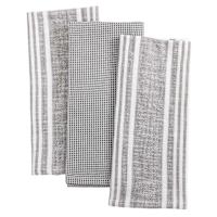 Set of 3 Grey Porter Slub Waffle Cotton Kitchen Towels