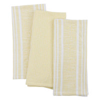 Set of 3 Yellow Porter Slub Waffle Cotton Kitchen Towels