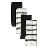 Set of 4 Black Rockridge Terry Cotton Kitchen Towels
