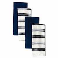 Set of 4 Blue Rockridge Terry Cotton Kitchen Towels