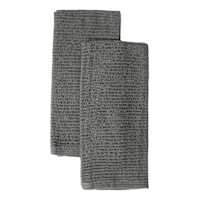 Set of 2 Grey Wave Terry Cotton Kitchen Towels