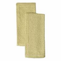 Set of 2 Taupe Wave Terry Cotton Kitchen Towels