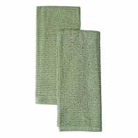 Set of 2 Green Wave Terry Cotton Kitchen Towels