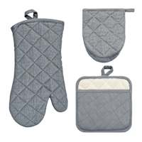 Set of 3 Grey Pot Holder Oven & Mini Mitts