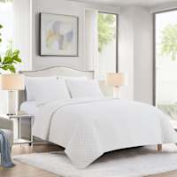 Tiny Dreamers 3-Piece White Washed Pinsonic Quilt Set, Full/Queen