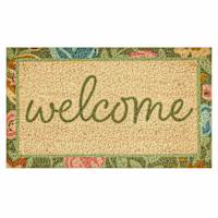 Welcome Floral Border Coir Mat, 18x30